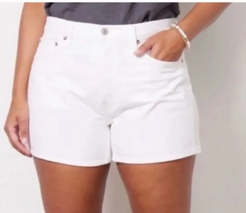 AGOLDE Parker Long High Rise Denim Jean Shorts White 31 / 12